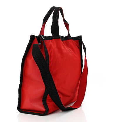 Christian Louboutin Nylon Calfskin Loubiclic Logo Tote Bag Red 3 of 15