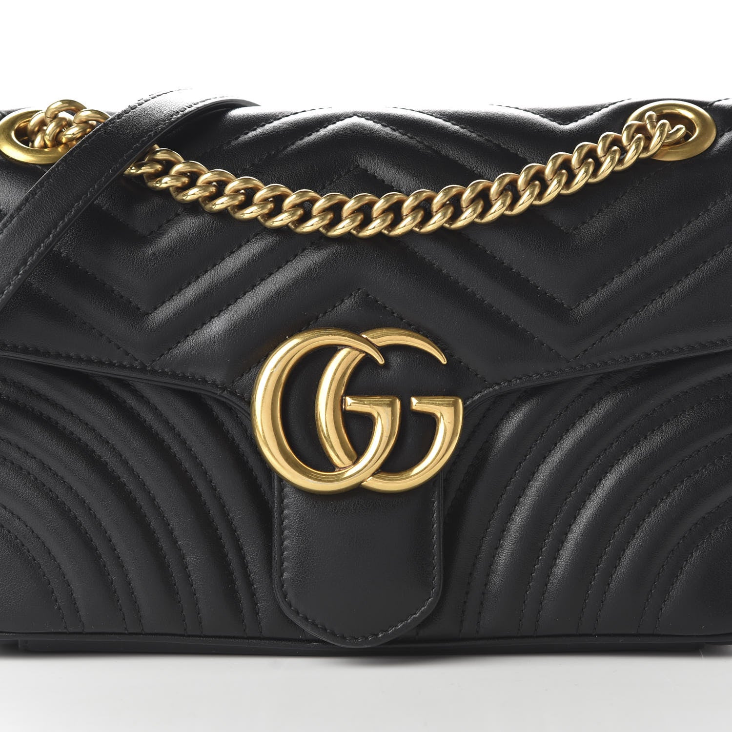 Gucci Calfskin Matelasse Small GG Marmont Shoulder Bag Black 10 of 11