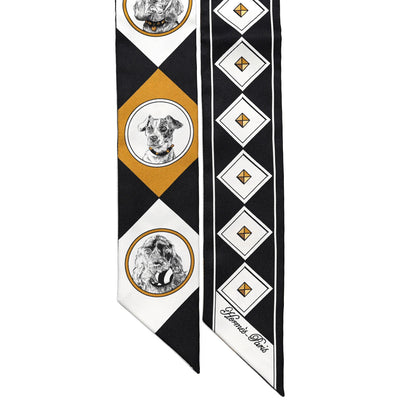 Hermes Silk Colliers Et Chiens Twilly Black Gold White 2 of 4