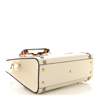 Gucci Calfskin Studded Loved Small Diana Tote Bag Mystic White Hibiscus Red 4 of 11