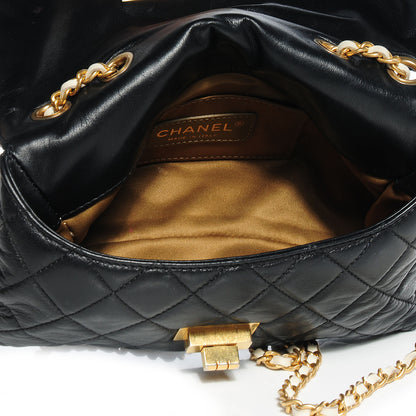Chanel Glazed Calfskin 2.55 East West Mademoiselle Flap Black White 5 of 8