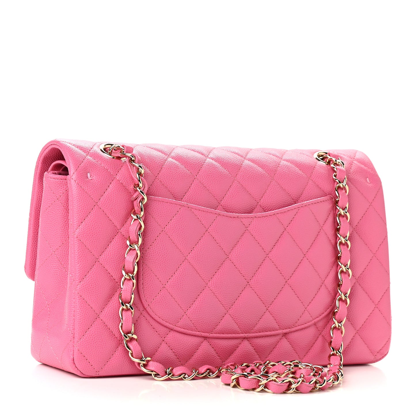 Caviar Quilted Medium Double Flap Pink