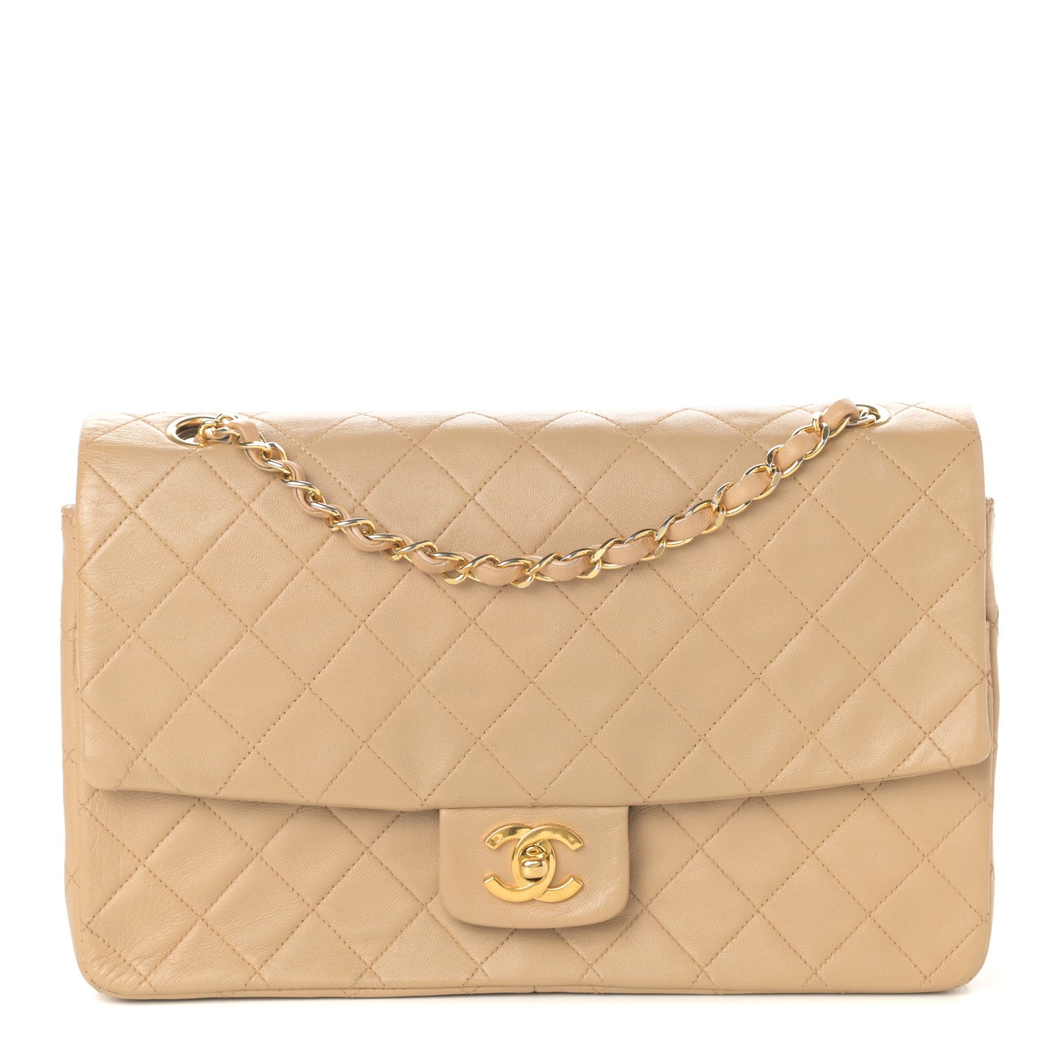 Chanel Lambskin Quilted Medium Single Flap Beige 1 of 10