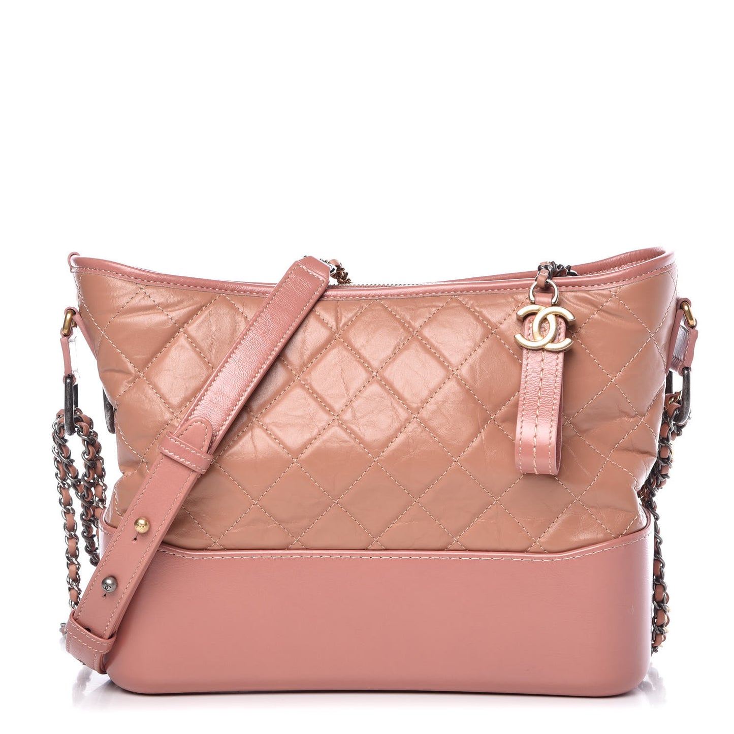 Aged Calfskin Quilted Medium Gabrielle Hobo Pink
