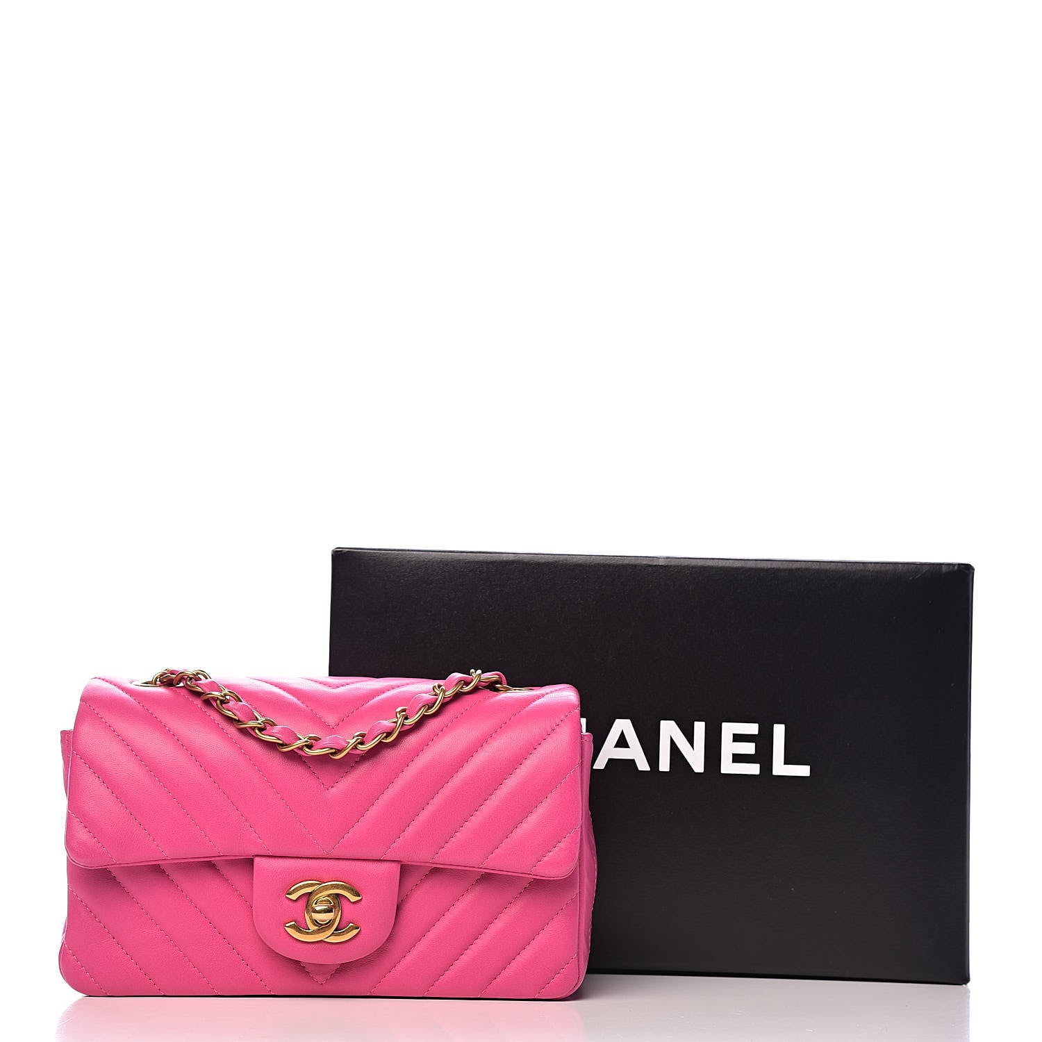 Chanel Lambskin Chevron Quilted Mini Rectangular Flap Pink 11 of 11
