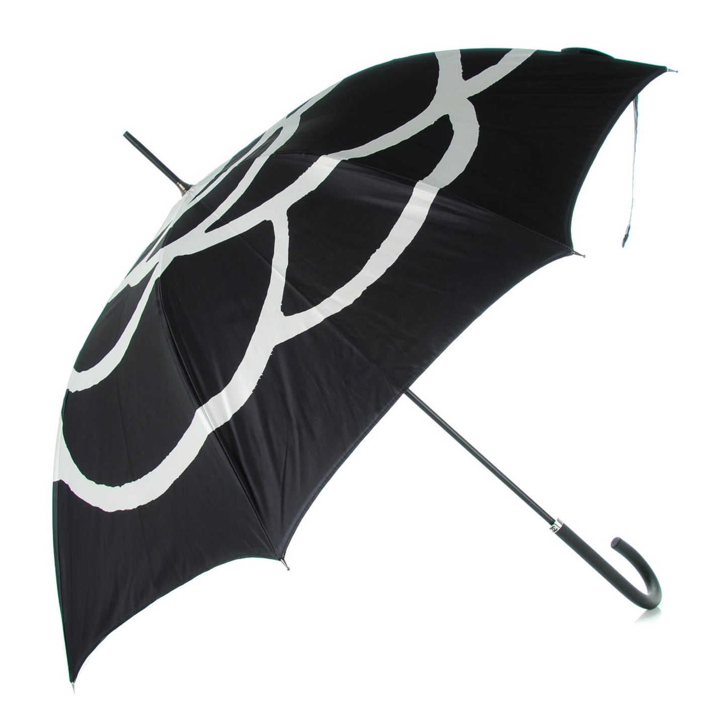 Nylon Camellia Umbrella Black White