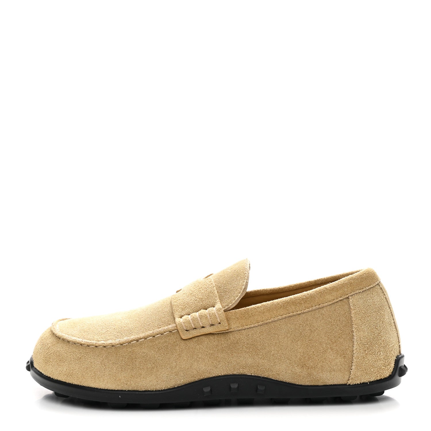 Hermes Suede Calfskin Womens Lazy Loafers 37.5 Beige Sable 1 of 11