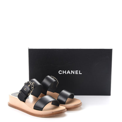 Chanel Calfskin Wood Buckle Mules 39 Black 13 of 13