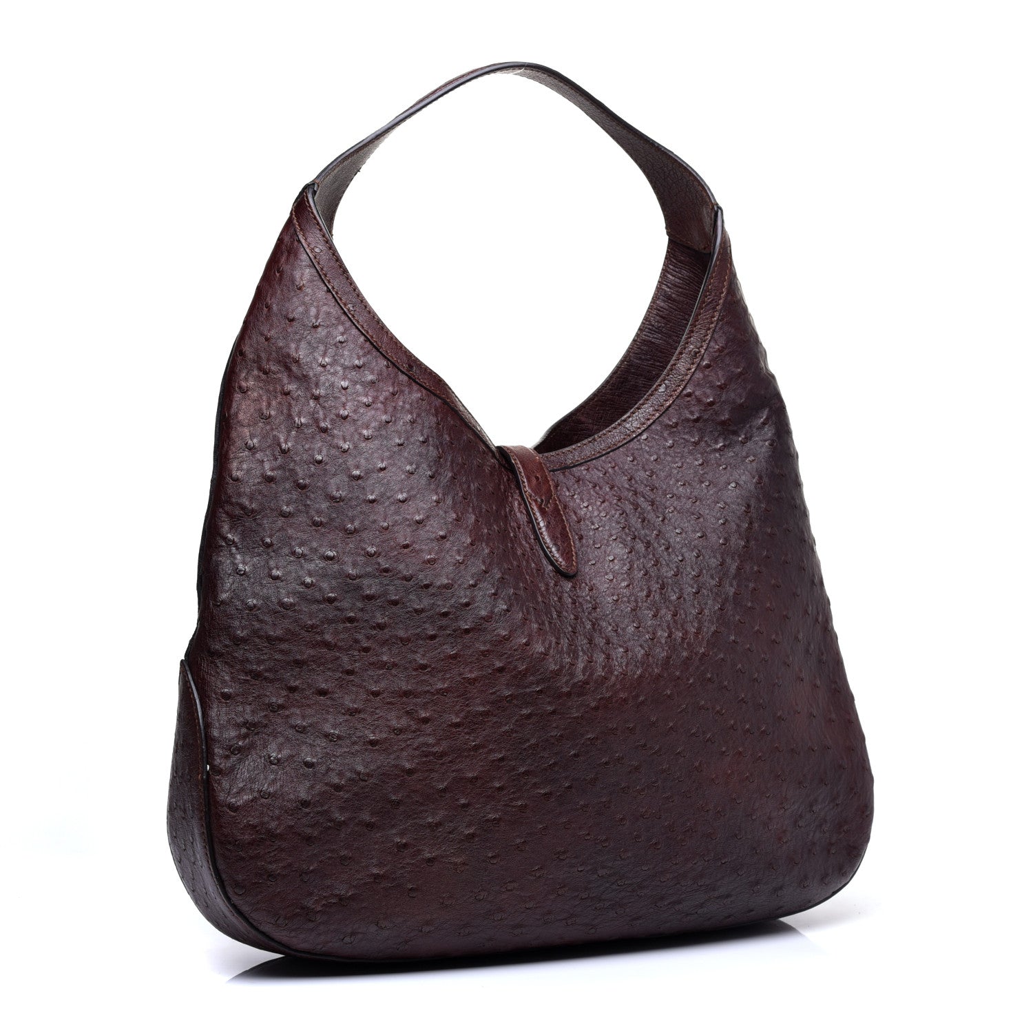 Gucci Soft Ostrich Web Large Jackie Hobo Dark Brown 1 of 12