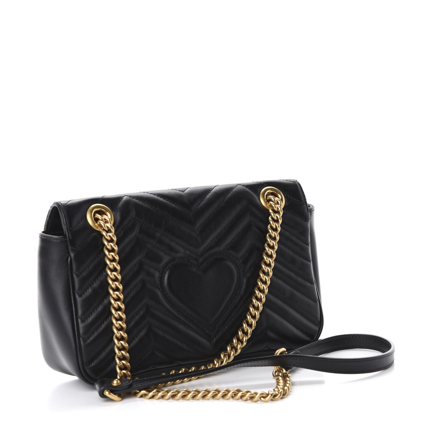 Calfskin Matelasse Small GG Marmont Shoulder Bag Black