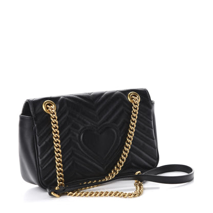 Gucci Calfskin Matelasse Small GG Marmont Shoulder Bag Black 2 of 10