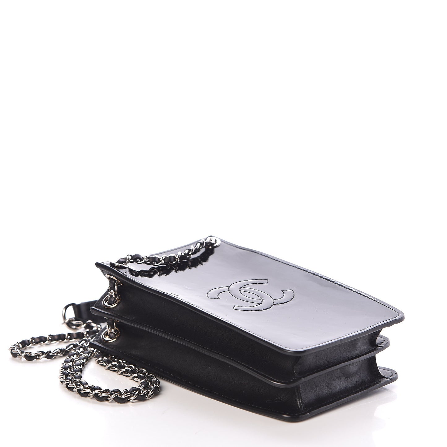 Patent CC Phone Holder Crossbody Black