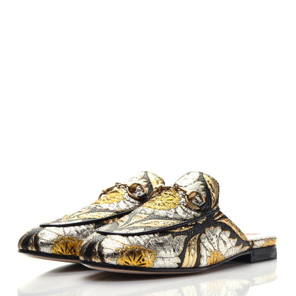 Gucci Jacquard Floral Womens Princetown Slippers 35 Oro Black 3 of 8