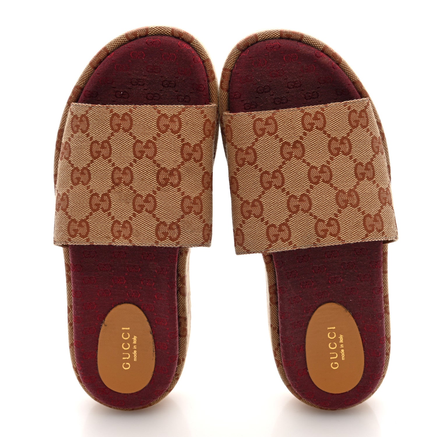 Gucci Canvas GG Monogram Angelina Platform Slide Sandals 38 Beige Ruggine 38 Beige Ruggine 2 of 8