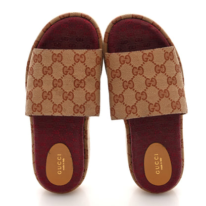 Gucci Canvas GG Monogram Angelina Platform Slide Sandals 38 Beige Ruggine 38 Beige Ruggine 2 of 8