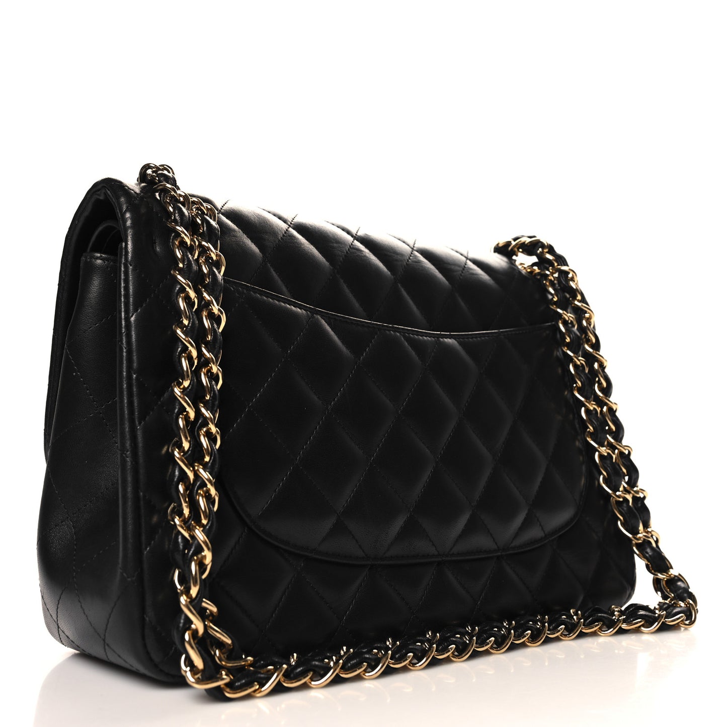 Lambskin Quilted Jumbo Double Flap Black