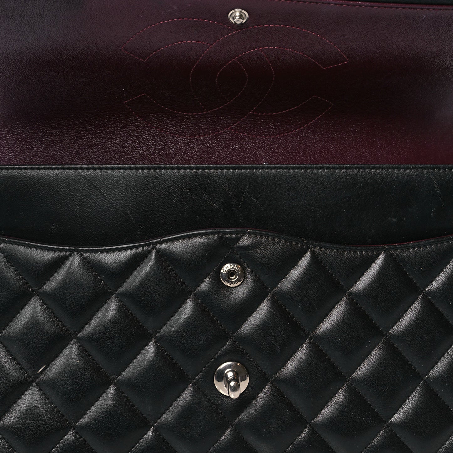 Lambskin Quilted Jumbo Double Flap Black