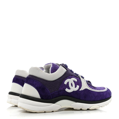 Chanel Suede Tweed Felt CC Sneakers 37 Purple 4 of 12