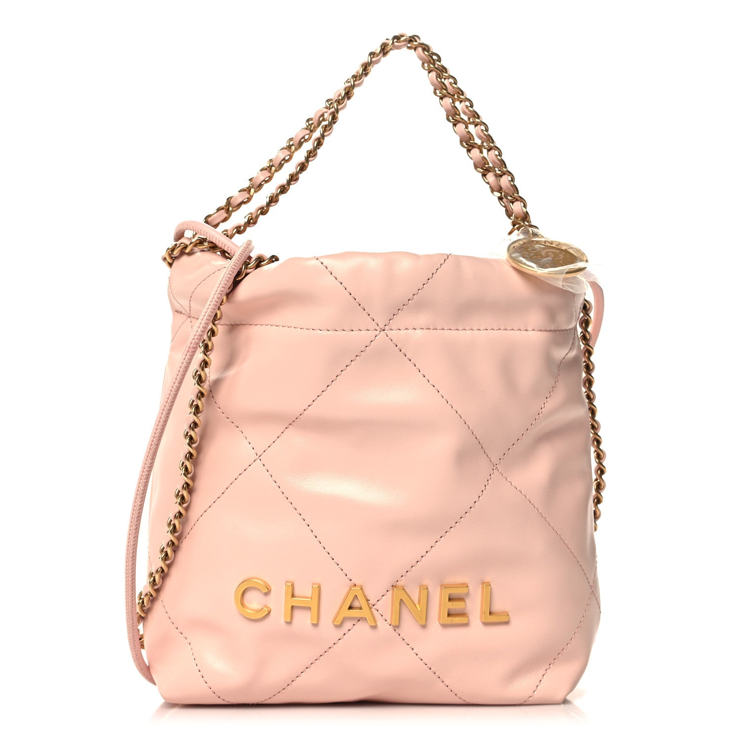 Chanel Shiny Calfskin Quilted Mini Chanel 22 Light Pink 1 of 11