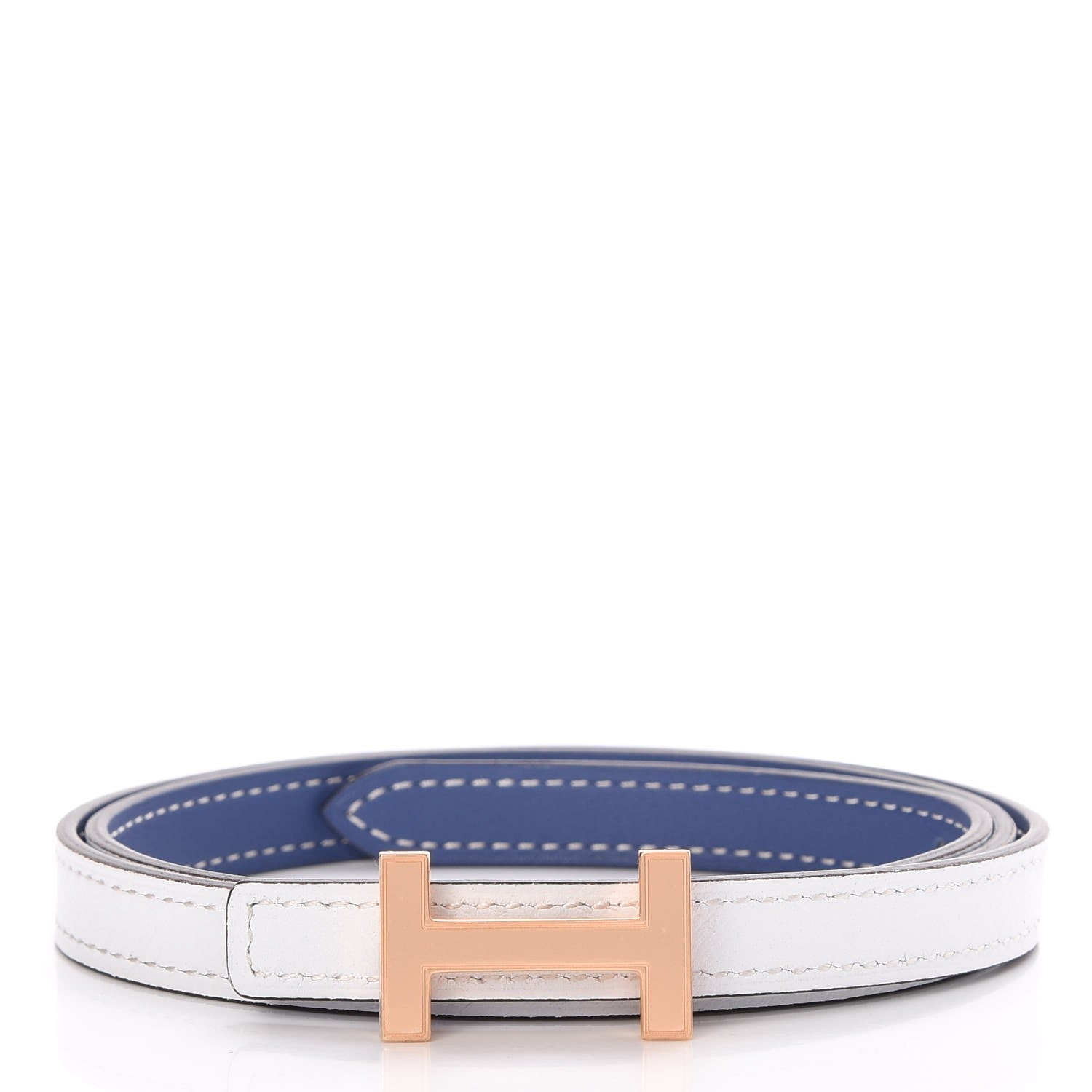 Hermes Swift Epsom 13mm Quizz H Belt Bleu Brighton Blanc 1 of 6