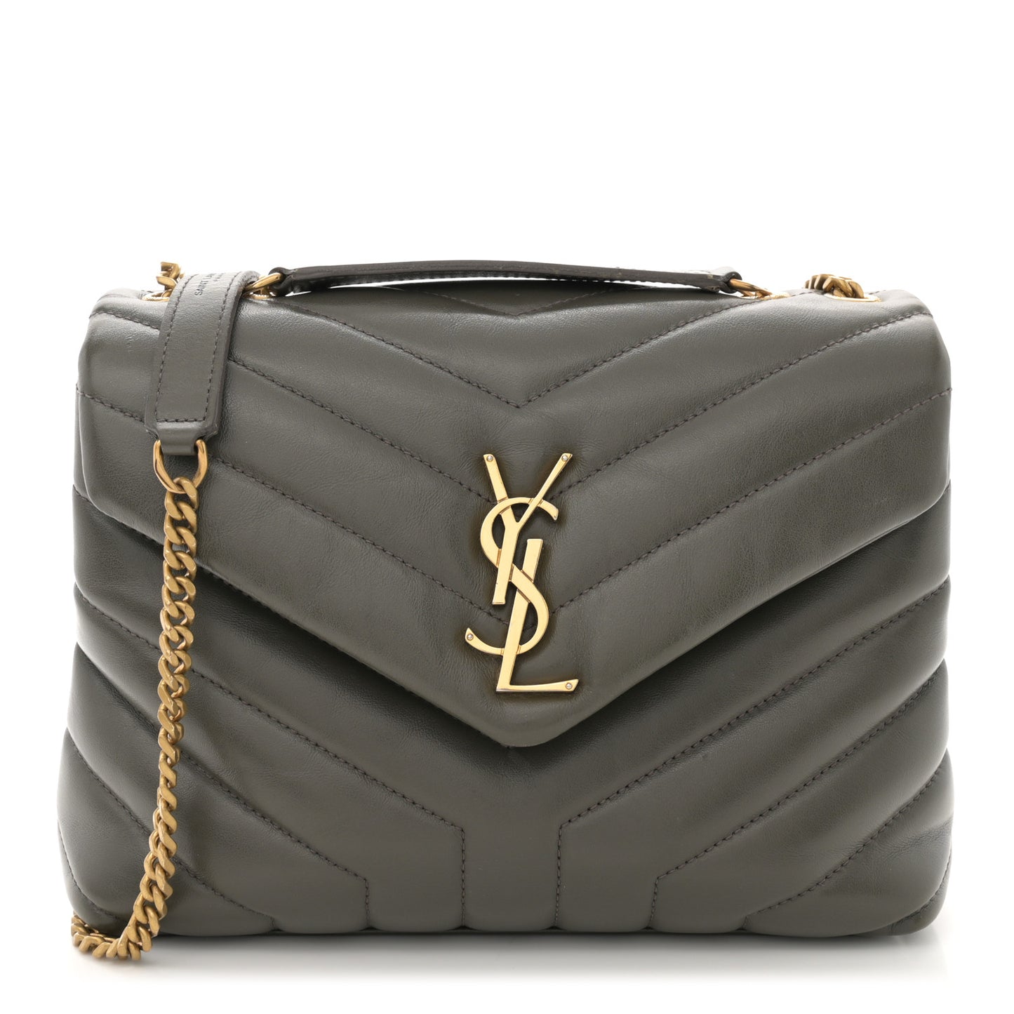 Calfskin Y Quilted Monogram Small Loulou Chain Satchel Olive