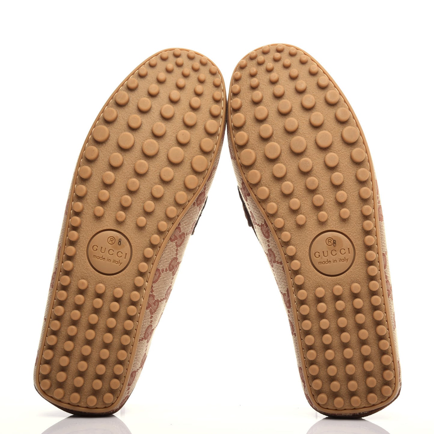 GG Monogram Suede Mens Driver Loafers 8 Beige Ruggine Cuir