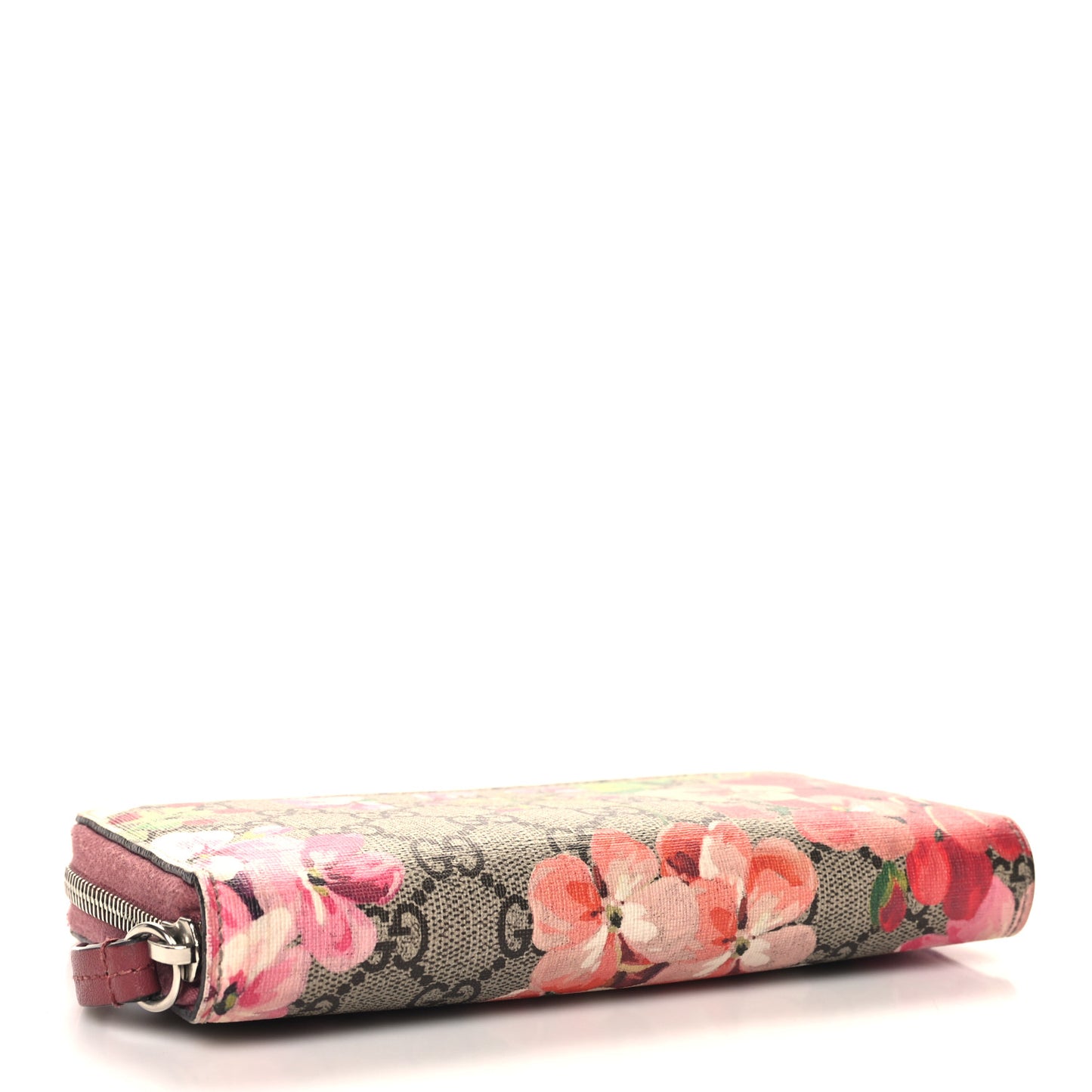 GG Supreme Monogram Blooms Zip Around Wallet Beige Multicolor Dry Rose