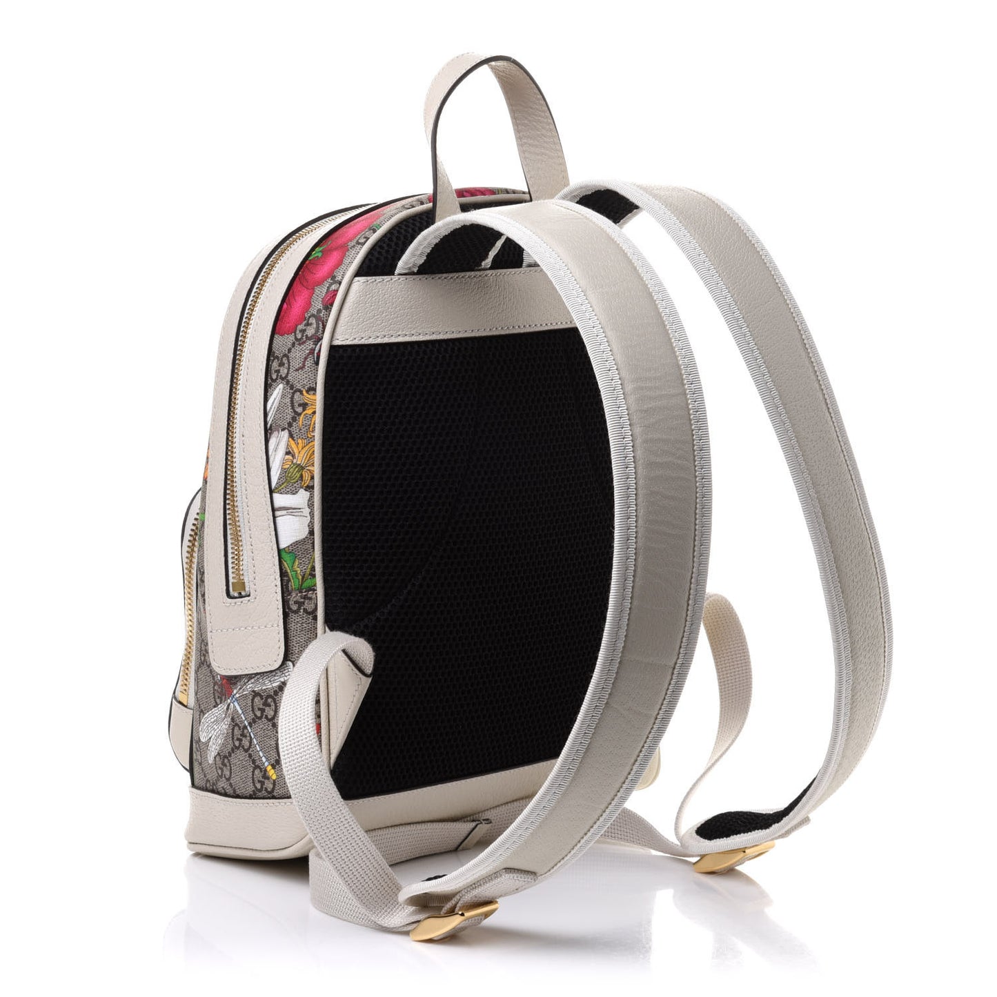 GG Supreme Monogram Flora Web Small Ophidia Day Backpack White