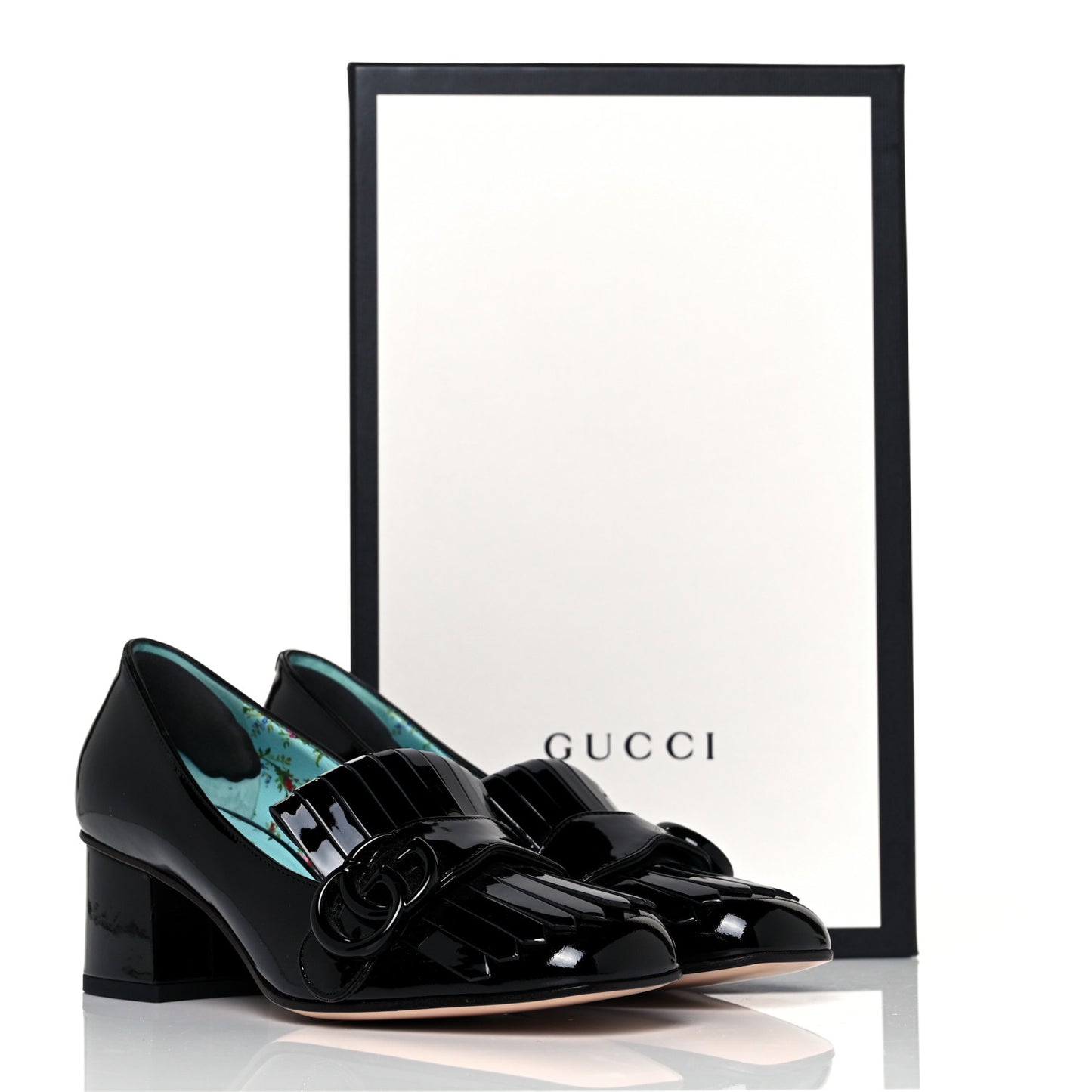Vernice GG Marmont Fringe 50mm Loafer Pumps 35 Black