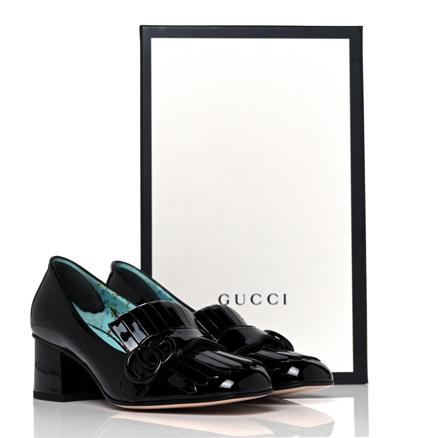 Gucci Vernice GG Marmont Fringe 50mm Loafer Pumps 35 Black 8 of 8