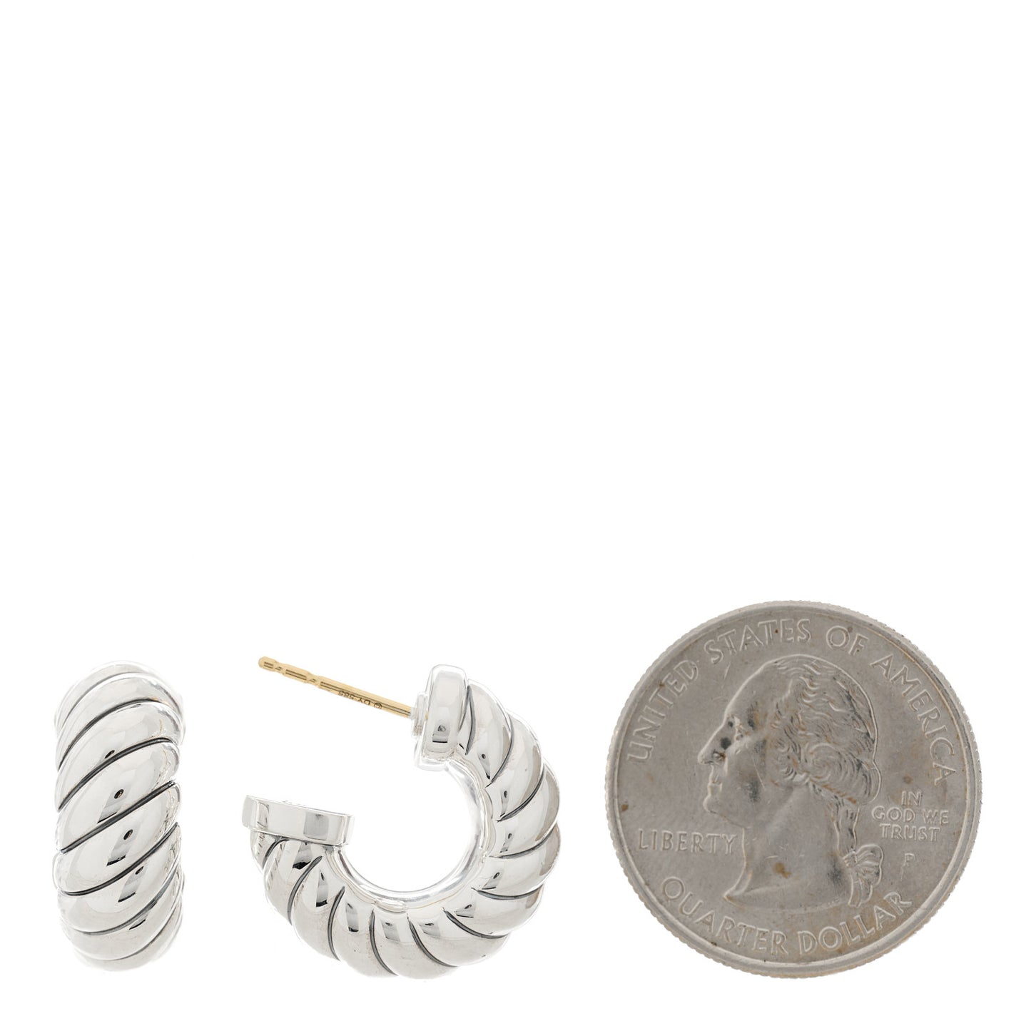 Sterling Silver Sculpted Cable Shrimp Earrings