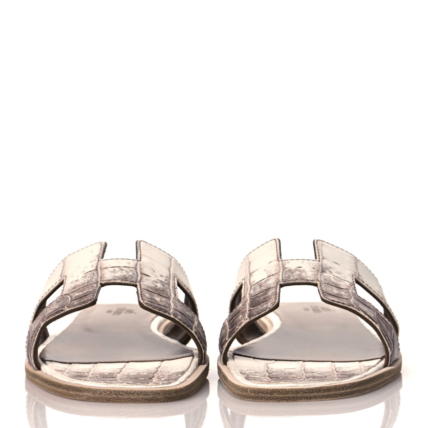 Hermes Matte Niloticus Crocodile Himalaya Oran Sandals 37 Blanc 2 of 9