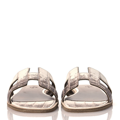 Hermes Matte Niloticus Crocodile Himalaya Oran Sandals 37 Blanc 2 of 9