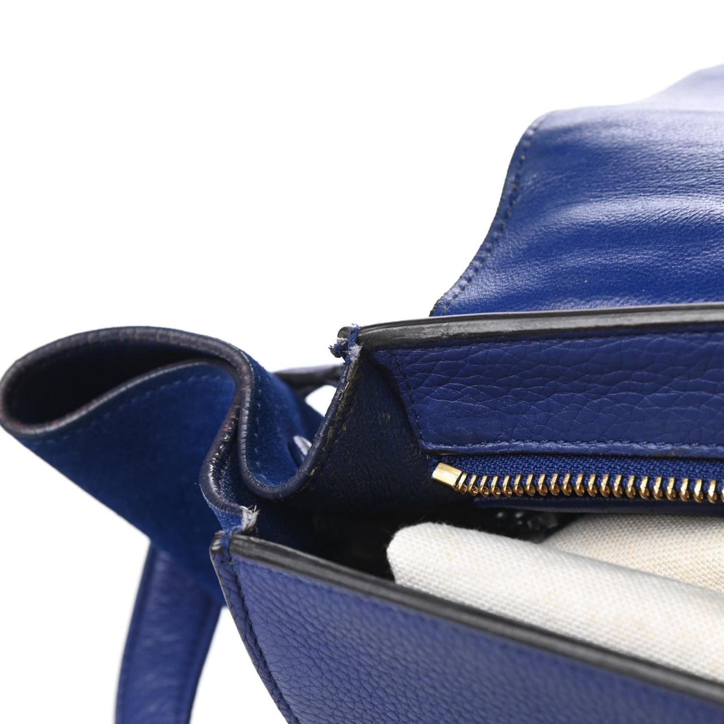 Drummed Calfskin Suede Small Trapeze Indigo