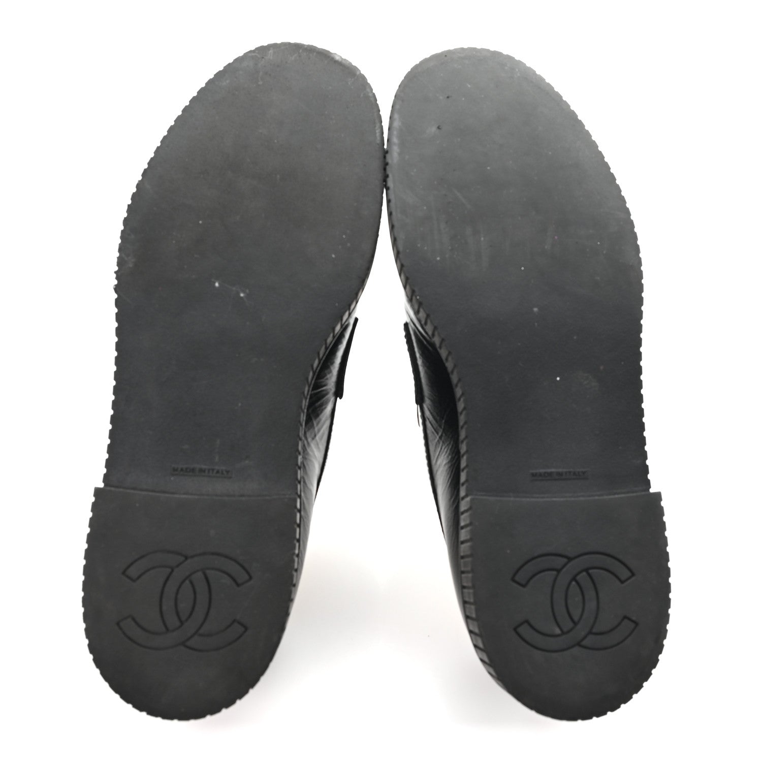 Chanel Shiny Crumpled Calfskin CC Mocassin Loafers 38.5 Black 6 of 11