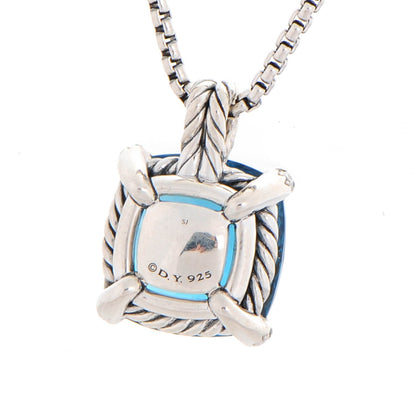David Yurman Sterling Silver Diamond Blue Topaz 14mm Chatelaine Pendant Necklace 3 of 5