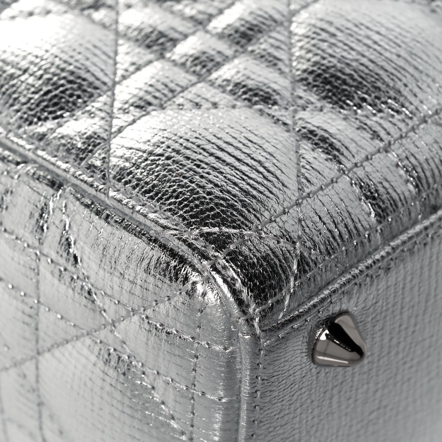 Metallic Grained Calfskin Cannage Small My ABCDior Lady Dior Silver