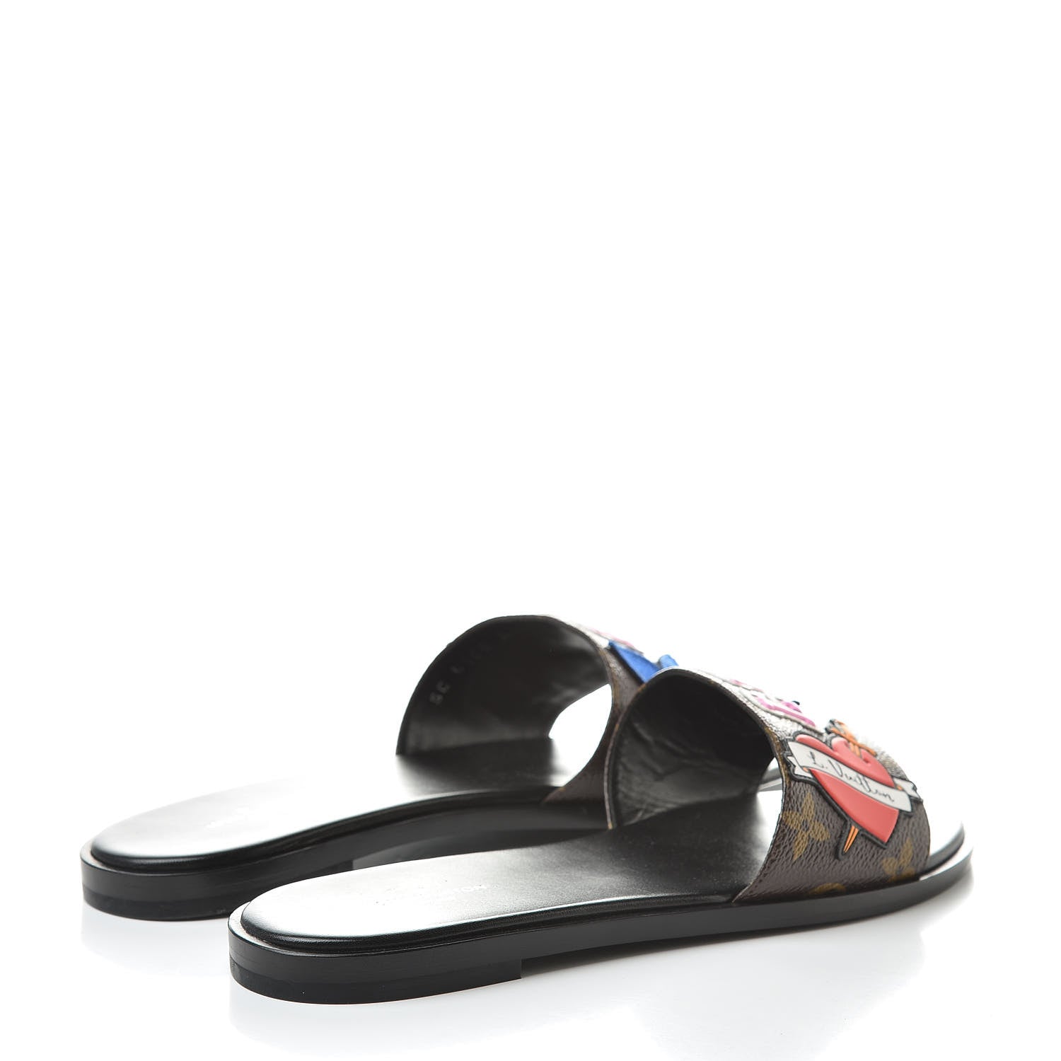 Louis Vuitton Patent Calfskin Monogram LV Black Heart Flat Mules 37 Cacao 4 of 8