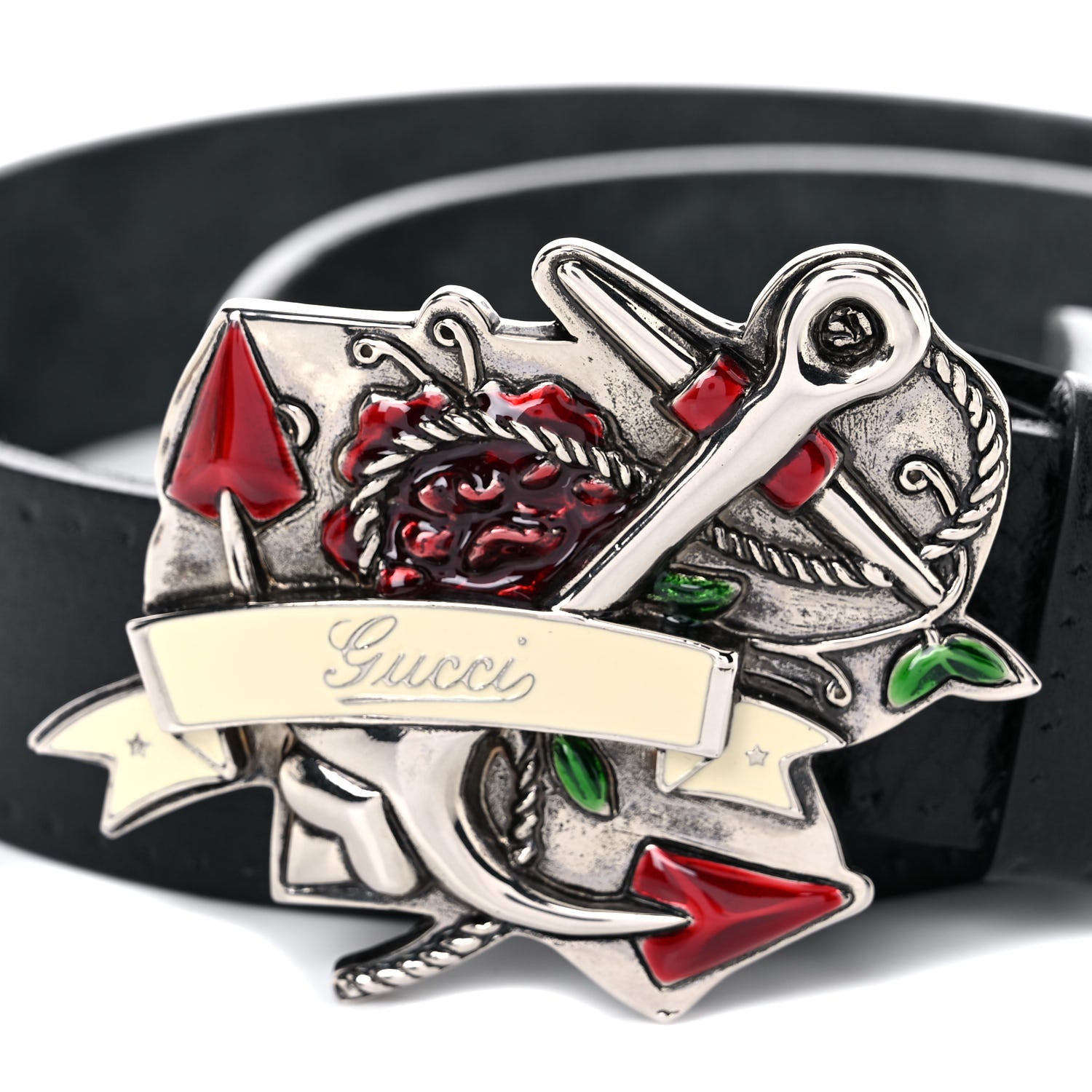 Gucci Calfskin Anchor Buckle Belt 90 36 Black 7 of 7