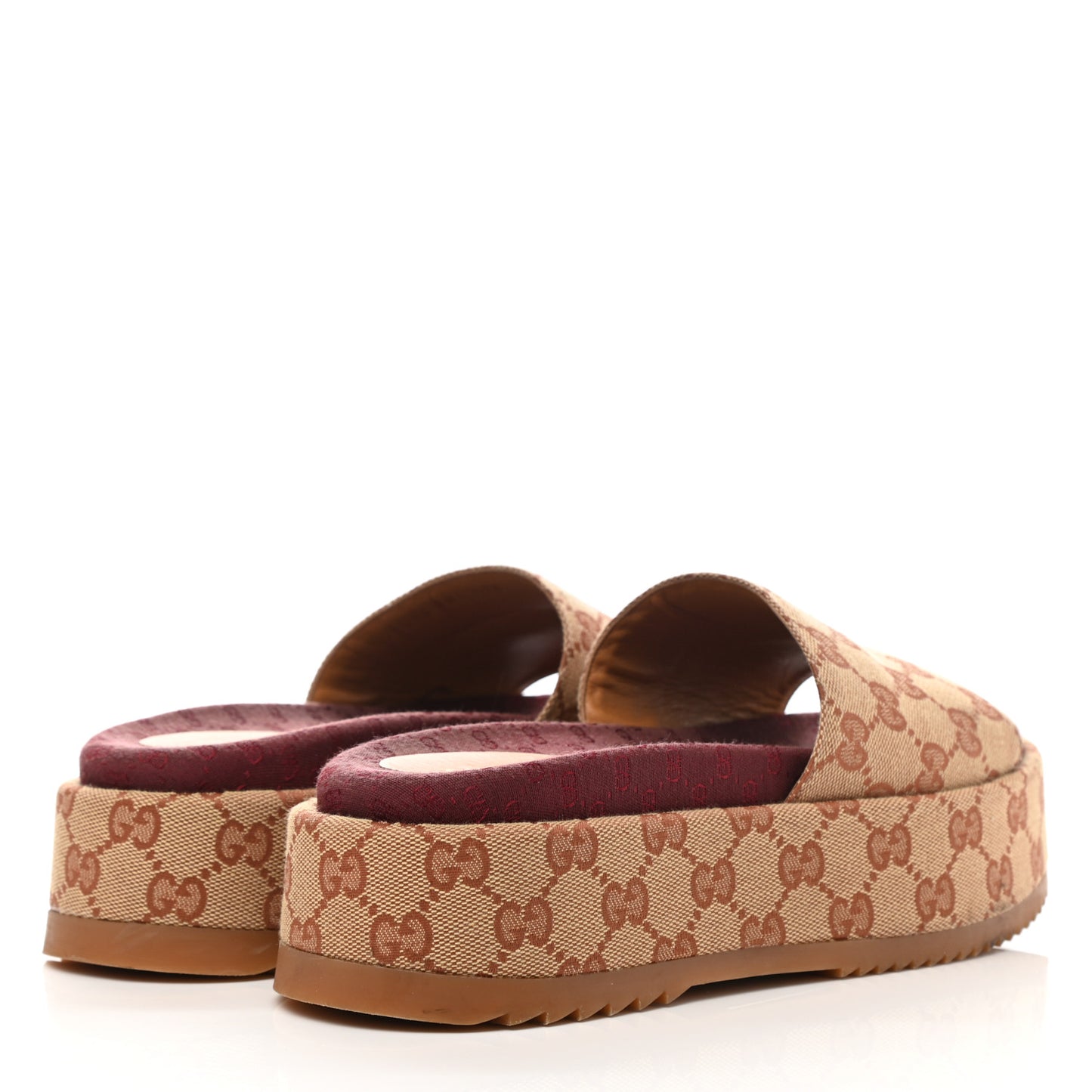 Canvas GG Monogram Angelina Platform Slide Sandals 38 Beige Ruggine