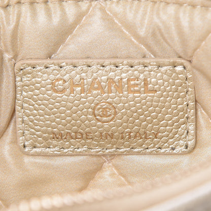 Chanel Metallic Caviar Quilted Small Cosmetic Case Gold 6 of 8