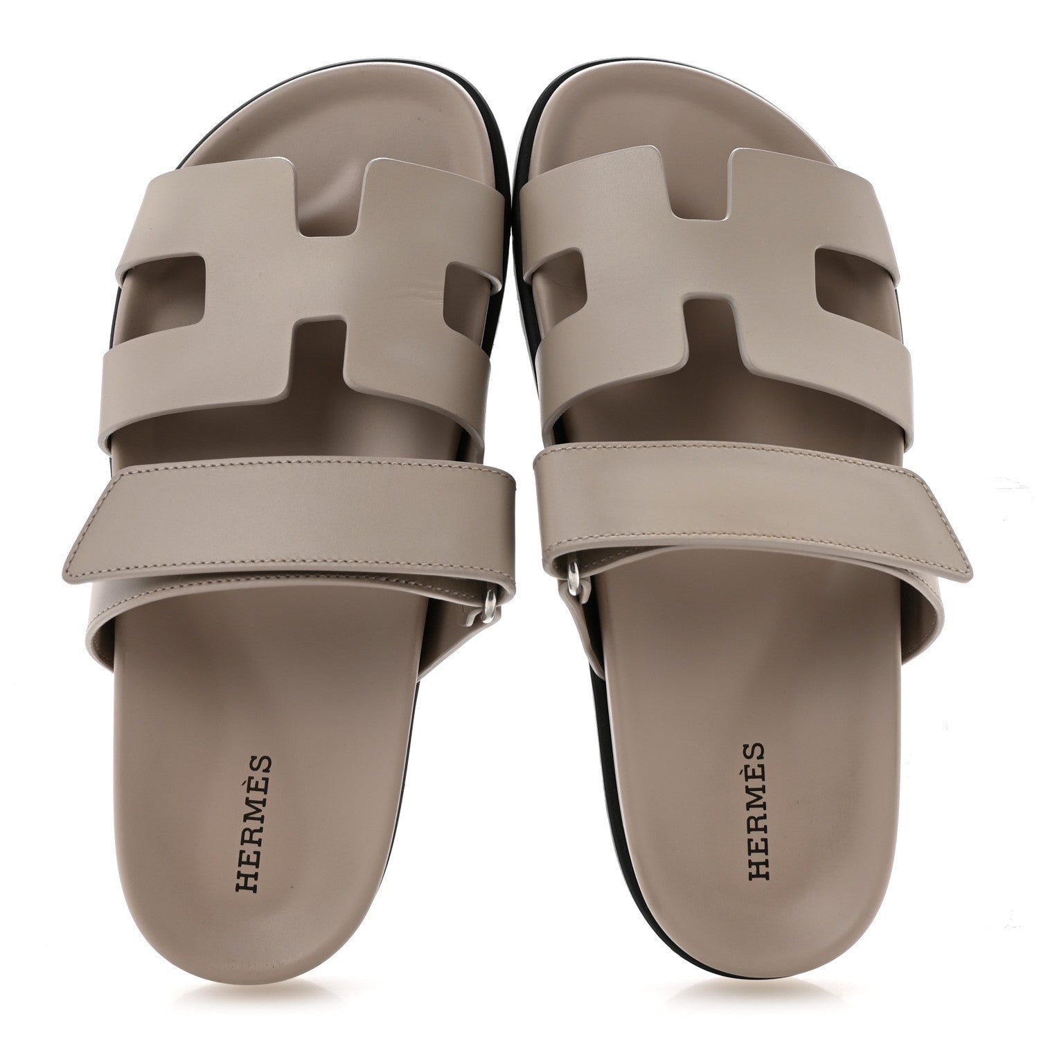 Hermes Calfskin Womens Chypre Sandals 37 Beige Mastic 2 of 9