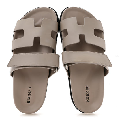 Hermes Calfskin Womens Chypre Sandals 37 Beige Mastic 2 of 9