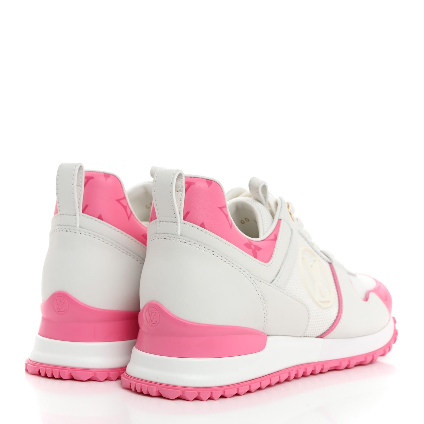 Calfskin Monogram Run Away Sneakers 38 White Pink