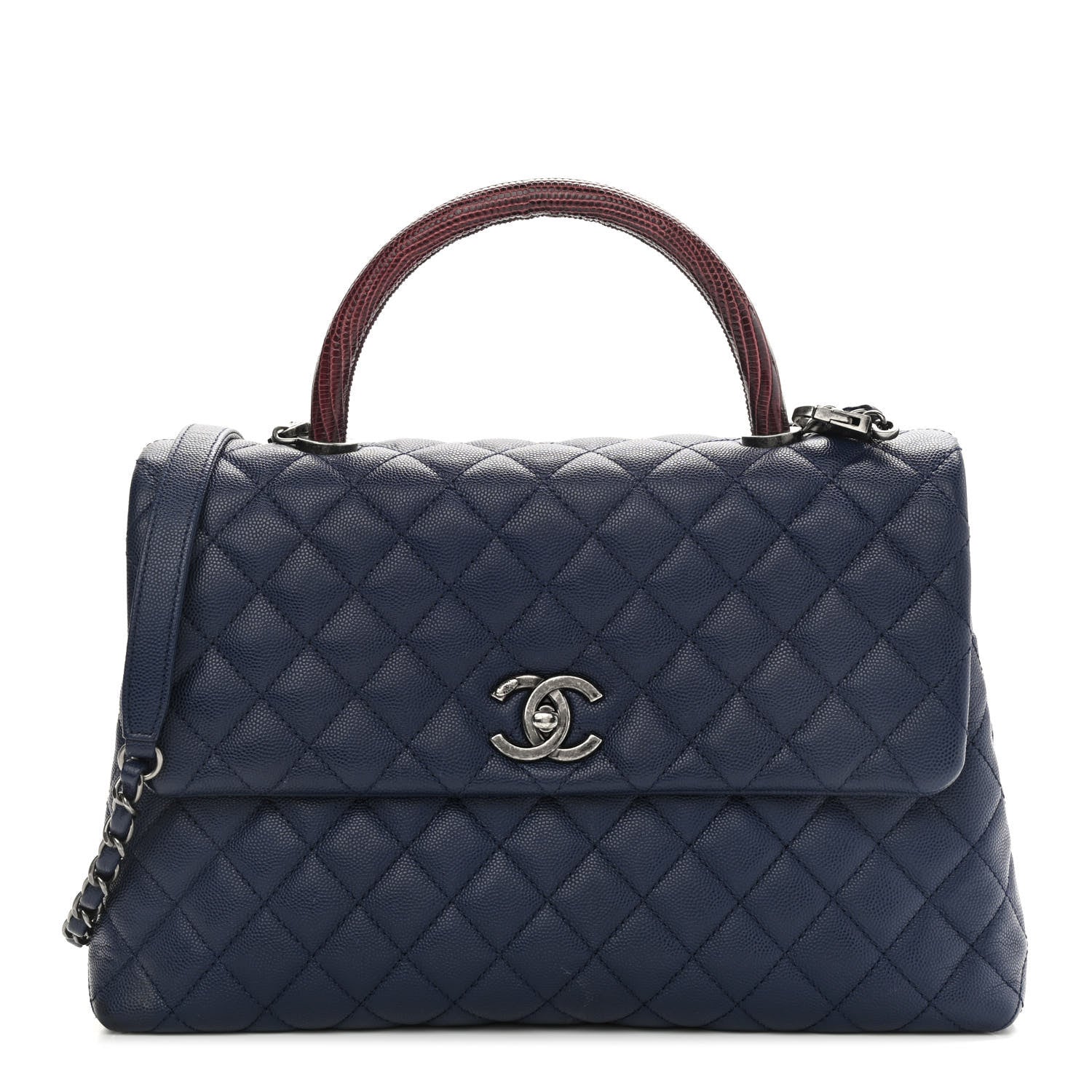 Chanel Caviar Lizard Quilted Medium Coco Handle Flap Blue 1 of 11