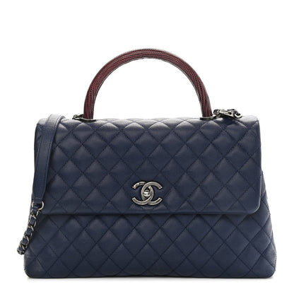Chanel Caviar Lizard Quilted Medium Coco Handle Flap Blue 1 of 11