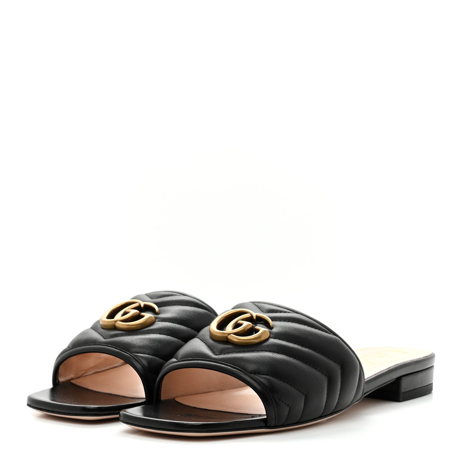 Gucci Nappa Matelasse GG Marmont Flat Slide Sandals 40 Black 4 of 9