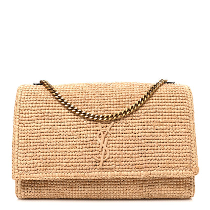 Saint Laurent Raffia Medium Monogram Kate Satchel Natural 1 of 10