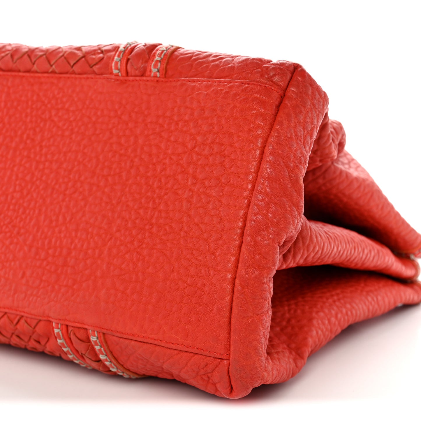 Pebbled Lambskin Intrecciato Stitched Medium Roma Tote Vesuvio