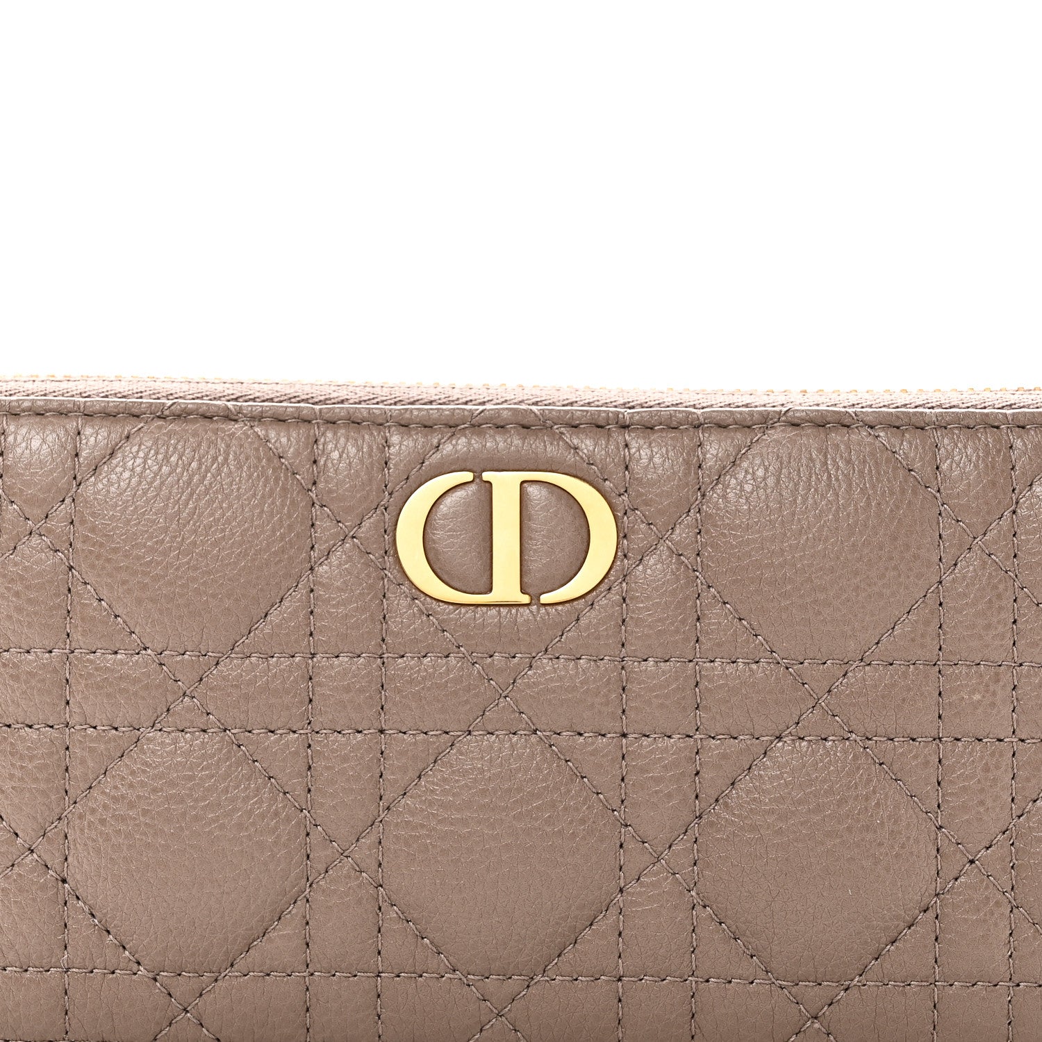 Christian Dior Grained Calfskin Supple Cannage Caro Zip Wallet Taupe 7 of 7